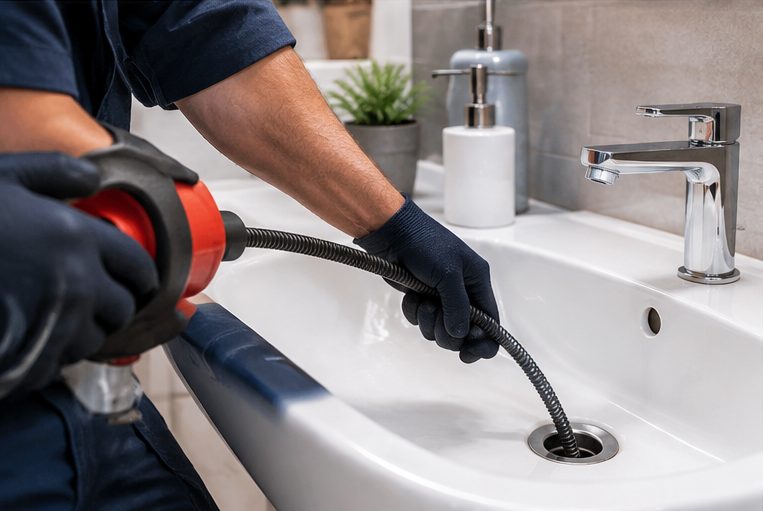 Débouchage d'un lavabo au furet